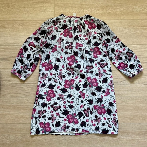 EUC Ann Taylor LOFT Floral Shirt Dress Blouse in black & pink - Picture 2 of 8